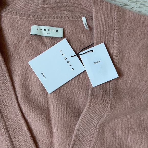 SANDRO PARIS Wool Cardigan Pink Balloon Sleeves - Picture 8 of 12